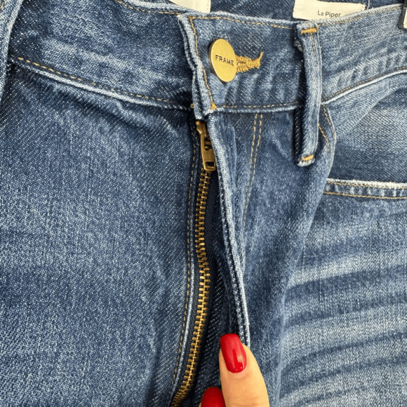 Frame Le Piper Womens Jeans Size 32 in Blue Sky High Rise Slim Straight Cropped - Picture 11 of 15